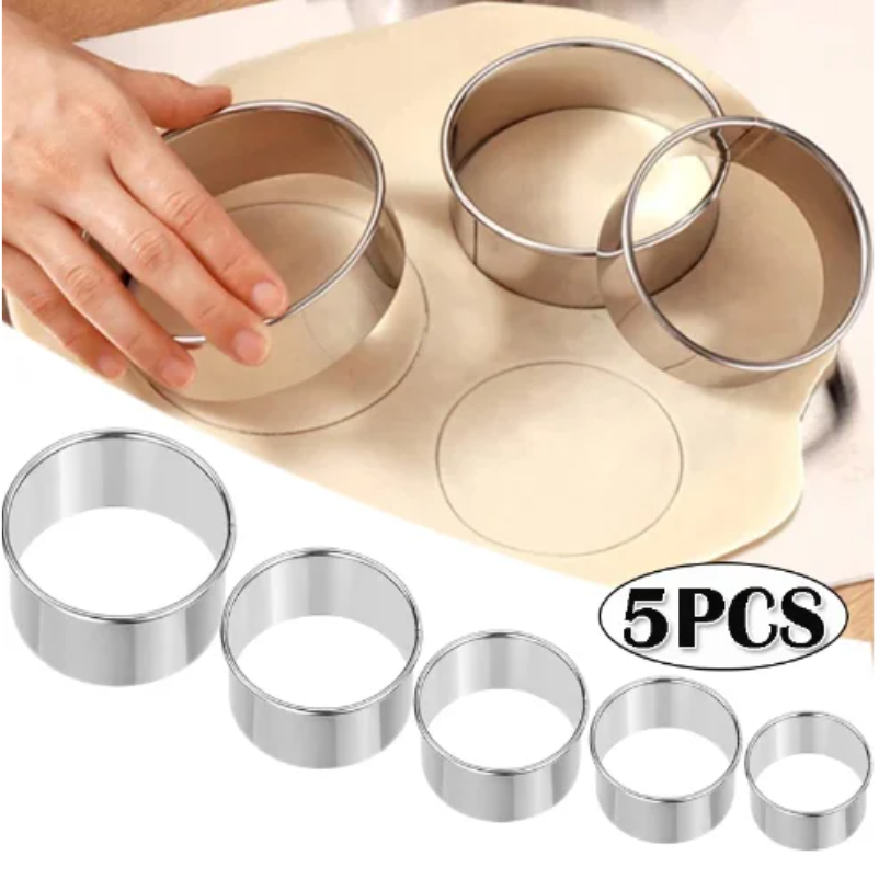 Kitchen Appliances For Baking - 5PCS Round Stainless Steel Biscuit Mold