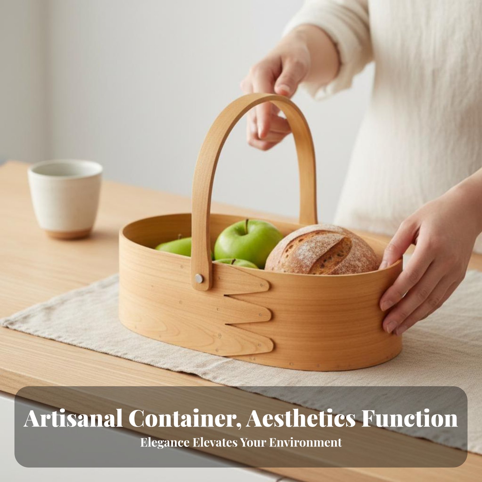 Kitchen Design For Baking - Handled Wood Chip Container Japanese Carry-Type