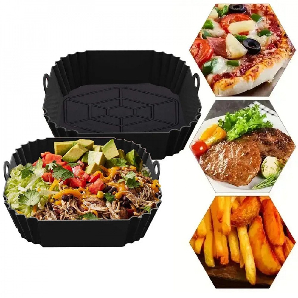 1Pc Silicone Air Fryer Pot Tra - Kitchen Baking Tray review and price