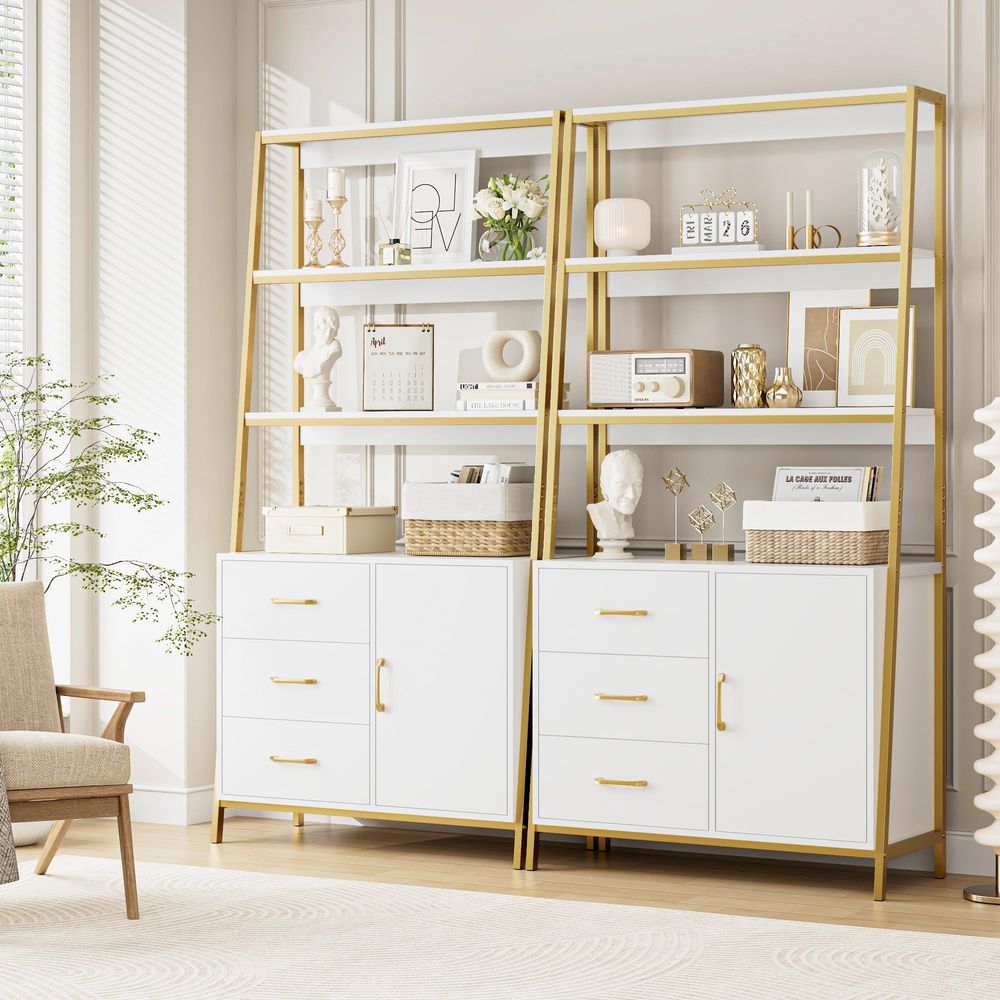 69 Tall Bookshelf, White Gold  - Kitchen Baking Drawer review and price