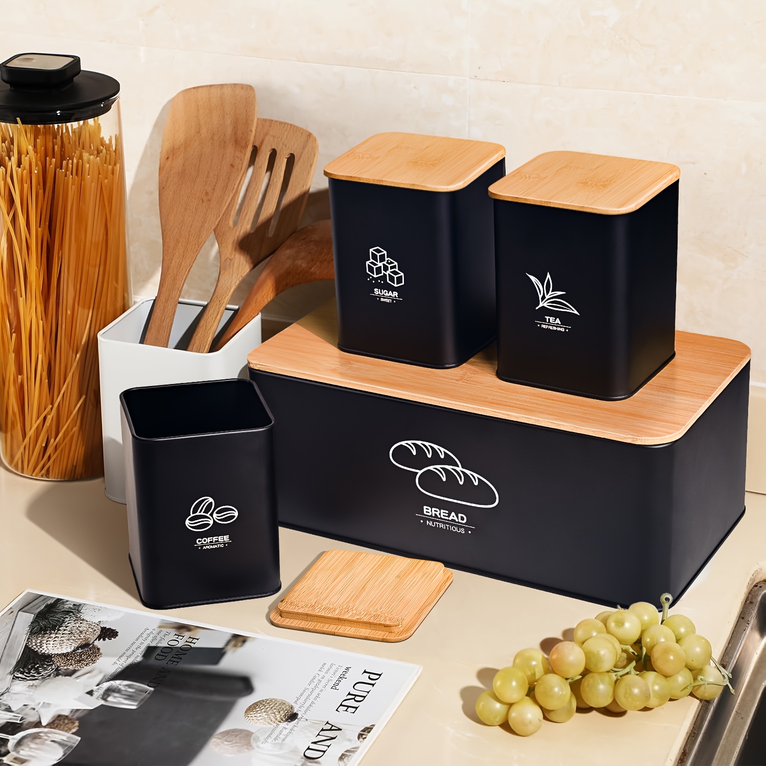 Metal Bread Box for Kitchen Co - Kitchen Baking Canisters review and price