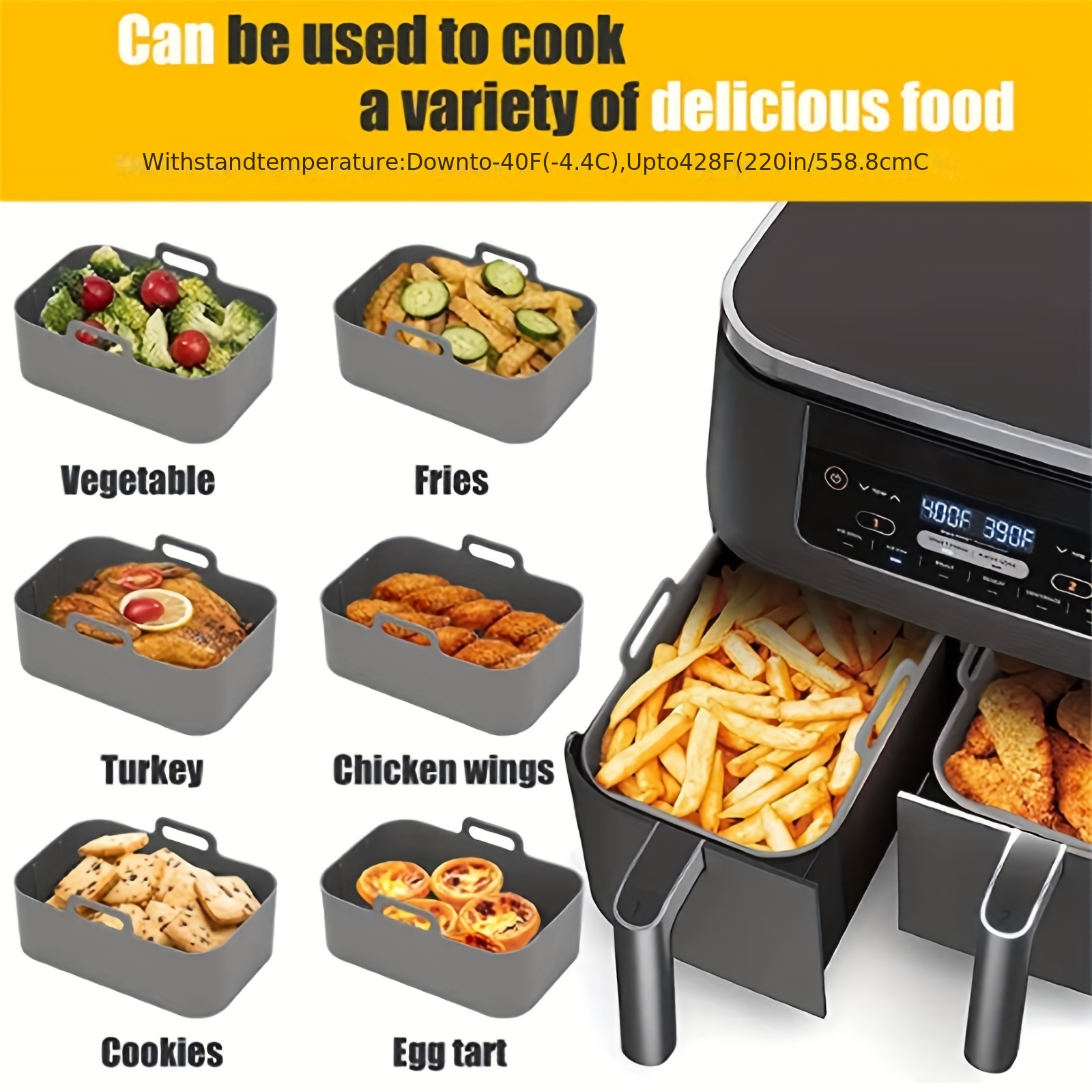 1/2Pcs Air Fryer Silicone Tray - Kitchen Baking Tray review and price