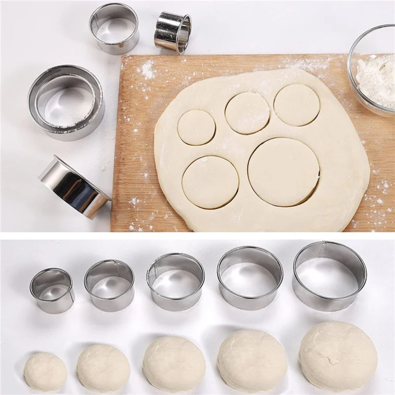 5PCS Round Stainless Steel Bis - Kitchen Appliances For Baking review and price