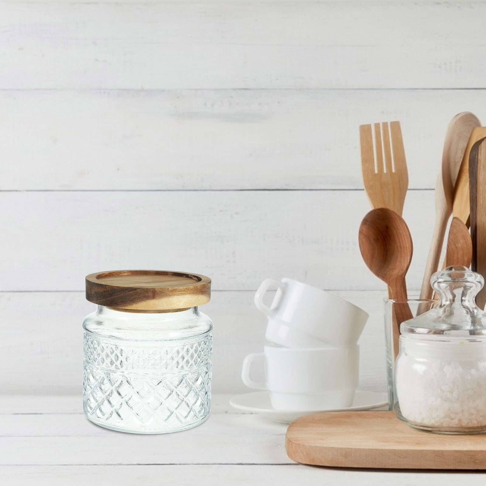 Large Glass Canister with Wood - Kitchen Baking Canisters review and price