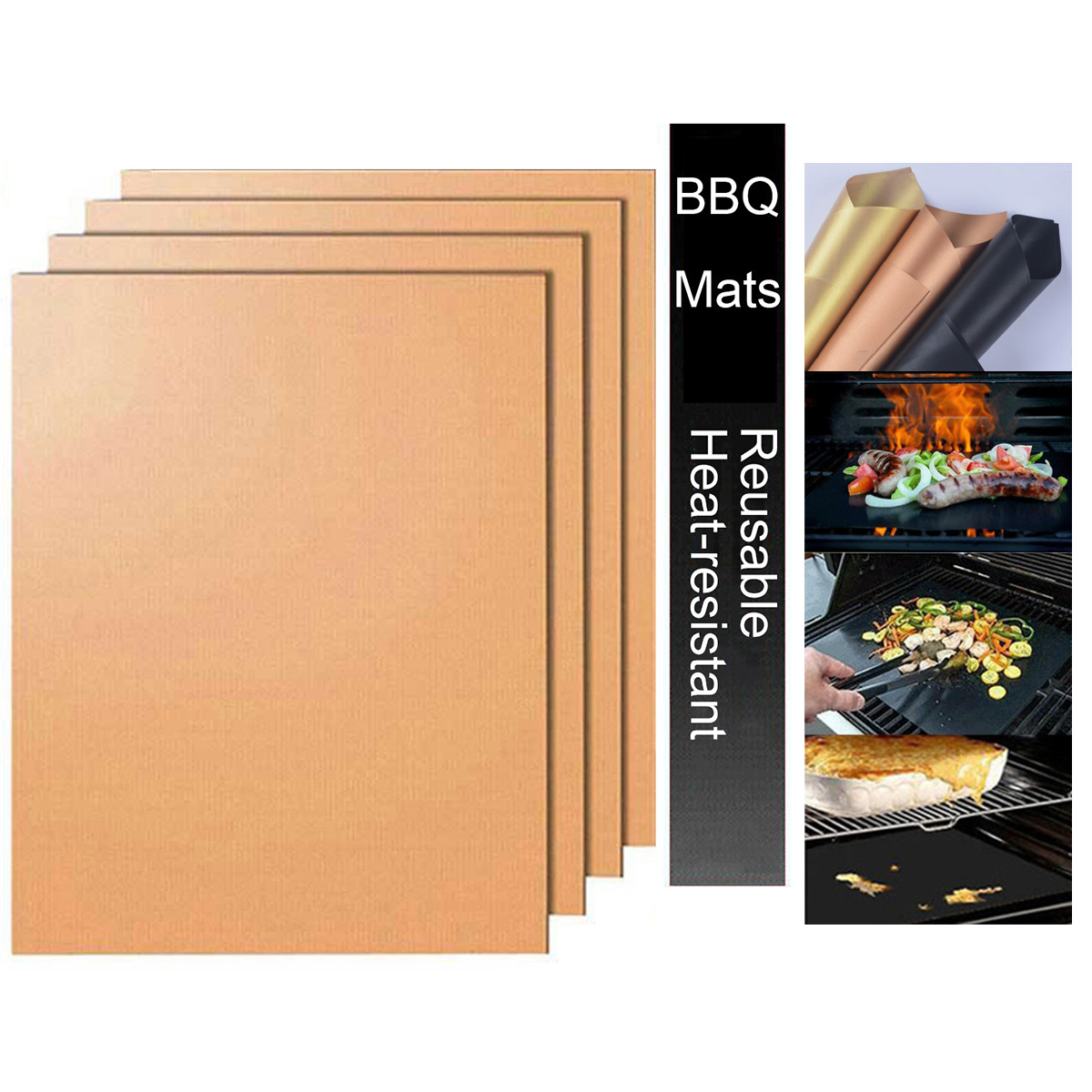 Non-stick 4Pcs BBQ Grill Mat B - Super Kitchen Baking Mat review and price
