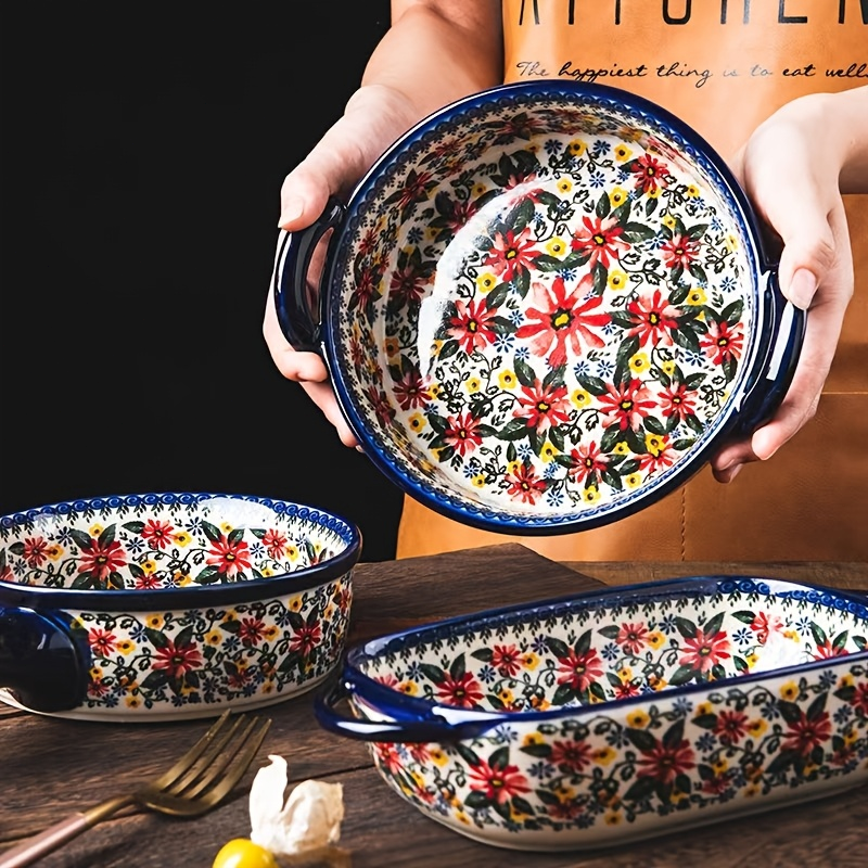 1pc,Floral ceramic baking tray - Kitchen Baking Must Haves review and price