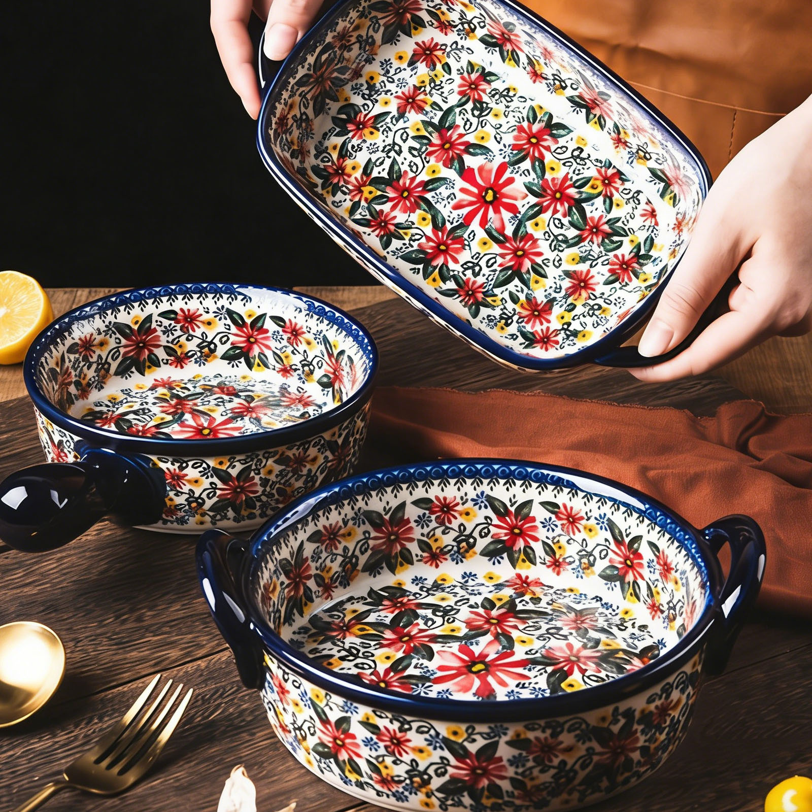 1pc,Floral ceramic baking tray - Kitchen Baking Must Haves review and price