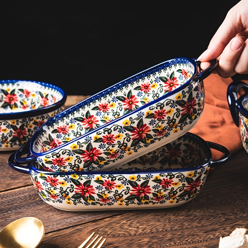 1pc,Floral ceramic baking tray - Kitchen Baking Must Haves review and price