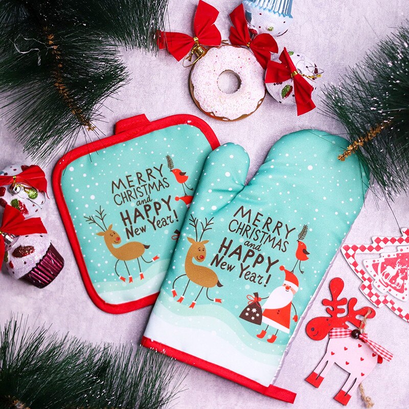 2pcs/set Christmas Oven Mitts  - Kitchen Baking Gloves review and price